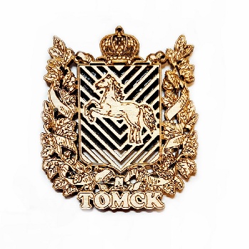 Магнит Томск Герб корона резной, дерево (Н)