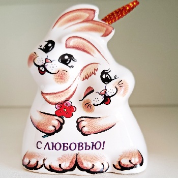Колокольчик Пара зайчиков, керамика (З)