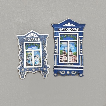 Магнит Томск окошко дерево+печать (В)