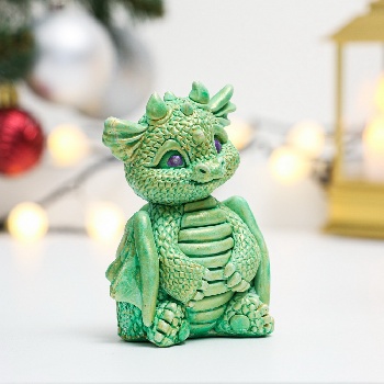 Фигура "Дракон Василиск" зеленая, 5х5,5х8см