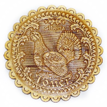 Магнит Томск д.5 Глухарь ромашка, береста 