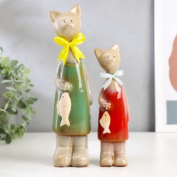 Сувенир "Две кошечки с рыбкой"