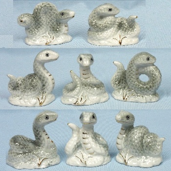 Сувенир змея серая, керамика, 1 шт.