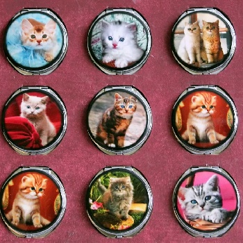 Зеркальце круглое Котята металл 