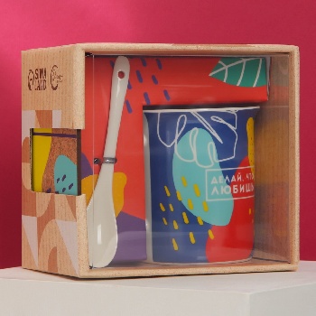 Кружка «Делай, что любишь» с ложкой и подставкой, 300 мл