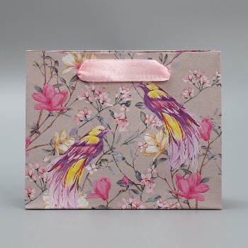 Пакет подарочный «Птицы», S 15 х 12 х 5.5 см