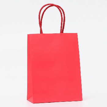 Пакет крафт коралловый, круглая ручка, 15×12×6 см