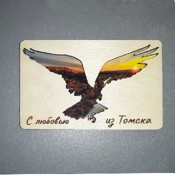 Магнит Томск Орел, кедр с цветной вставкой (М)