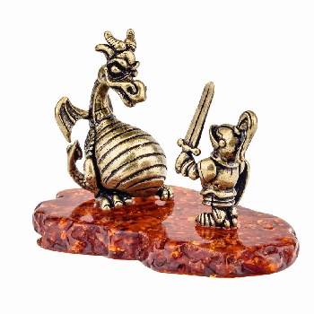 Рыцарь с драконом бронза, янтарь