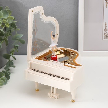 Шкатулка музык. белая "Рояль" с балериной  