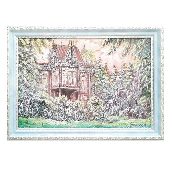 Картина береста "Дом с жар птицами" А4 (Гончарова)