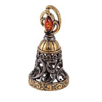 Колокольчик Ажурный большой с янтарем