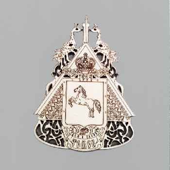 Магнит Томск Герб крыша жар птицы резной, дерево (Н)