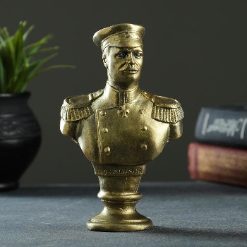 Бюст "Нахимов" цвет латунь 12х10х5см