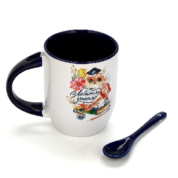 Кружка с ложкой керамика «Любимому учителю», 350 мл