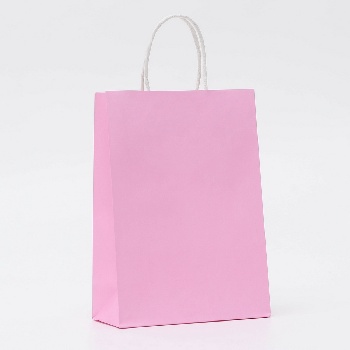 Пакет крафт розовый, круглая ручка, 15×12×6 см