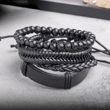 Браслет «Батог» чёрный ассорти, d=7,5 см