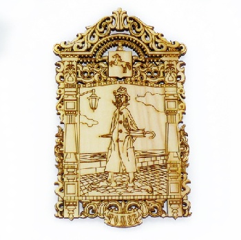 Магнит Томск памятник Чехову, резное окно (Н)