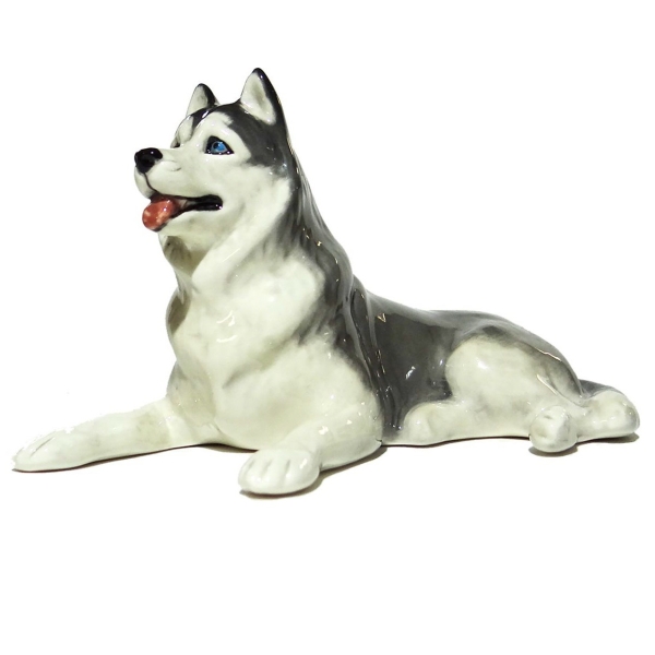 Фигурка Собака Хаски лежащий, фарфор (С)
