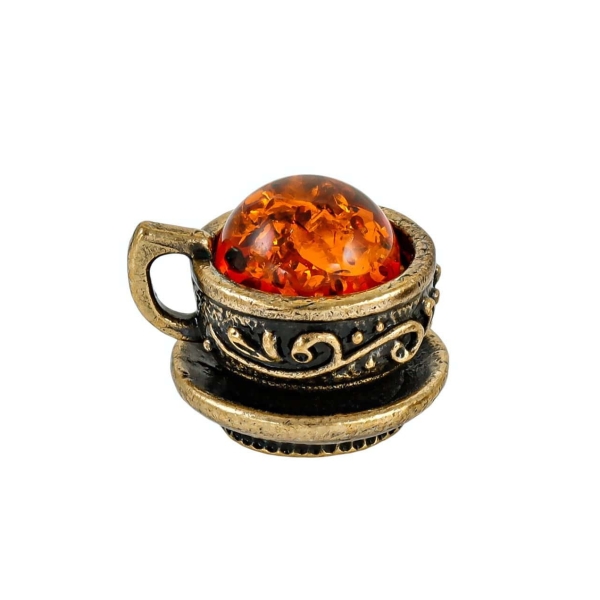 Чашечка маленькая бронза, янтарь