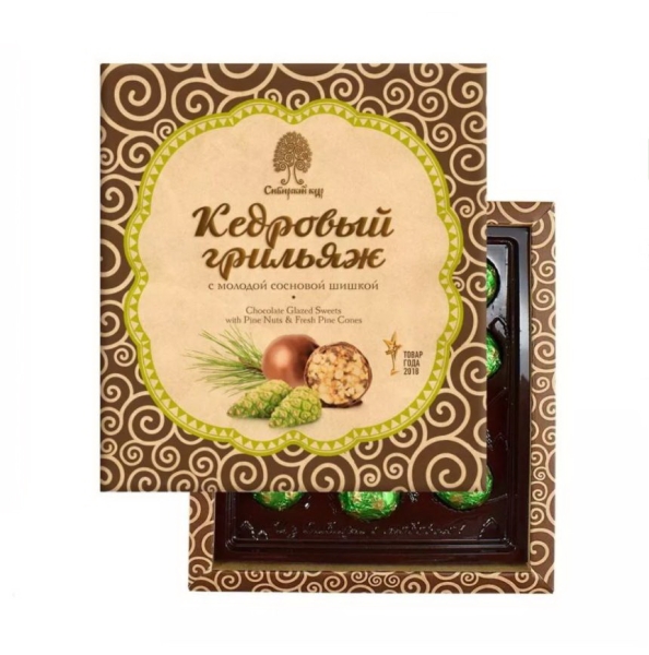 Кедровый грильяж с сосновой шишкой, 120 гр