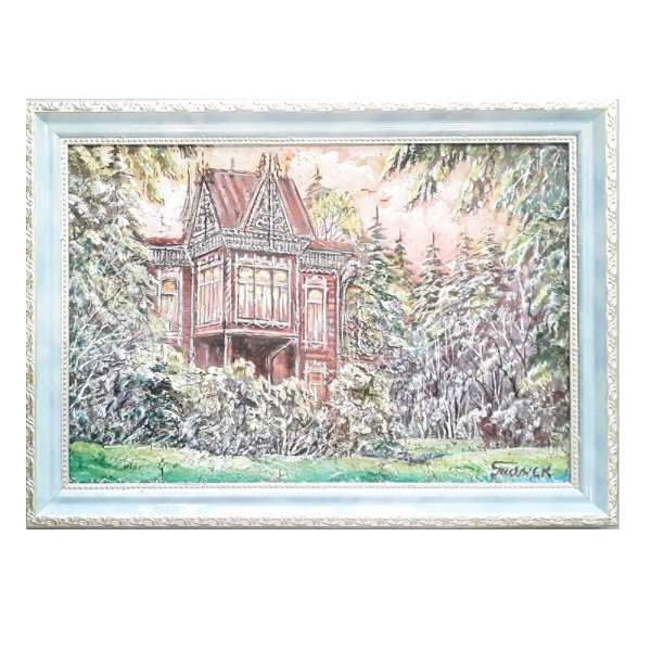 Картина береста "Дом с жар птицами" А4 (Гончарова)