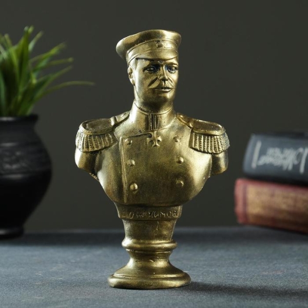 Бюст "Нахимов" цвет латунь 12х10х5см
